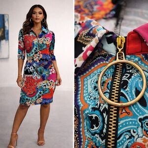 Mackenzie & James,Gorgeous
Floral/Paisley, 1/4 Zip/Circle-Pull, Stretch,Size S